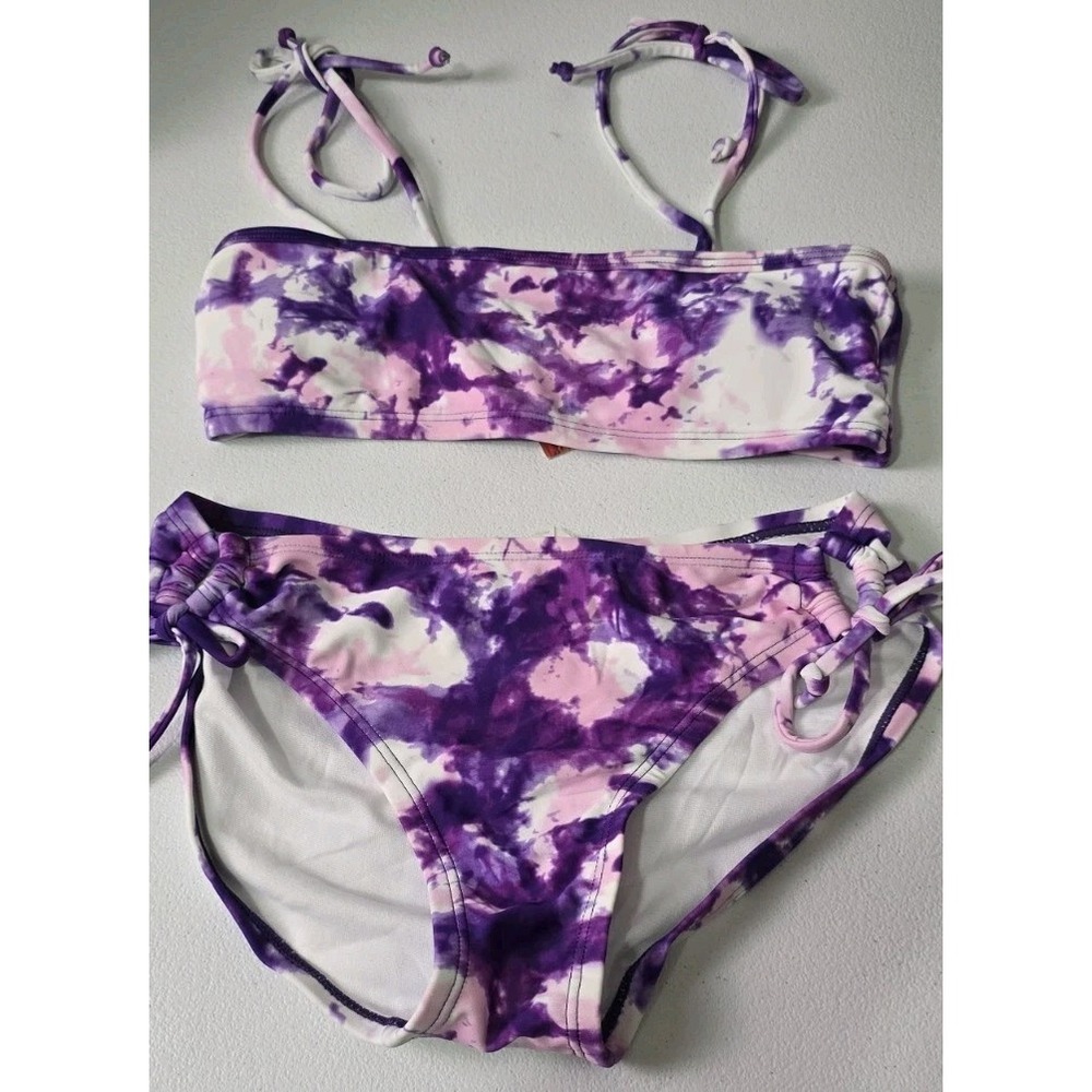 Kanu Surf Groovy Purple Tie Dye Sz 12 UPF 50+ Beach Sport Bikini NWT Girls